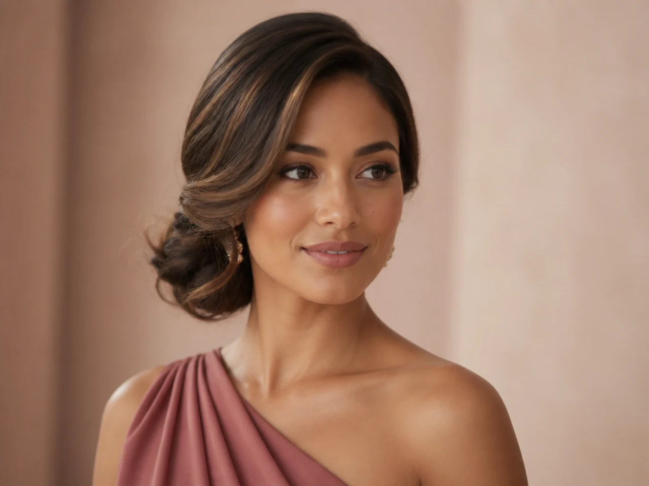 Low Side-Swept Bun With Deep Part