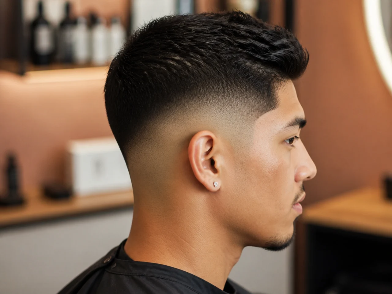 High taper fade photographed showing strong top-to-side contrast