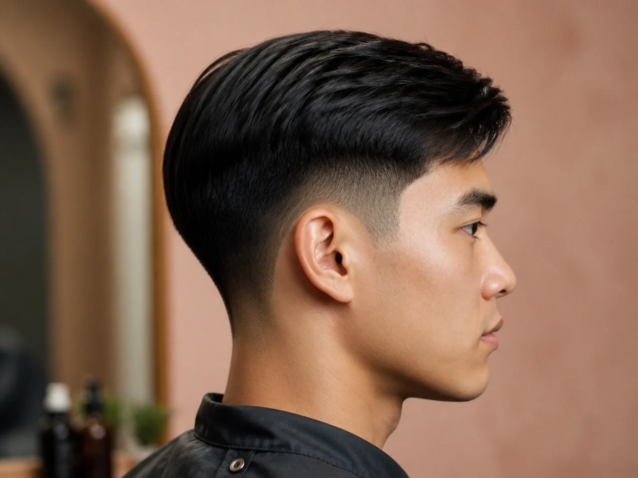 Low taper fade on fine straight hair