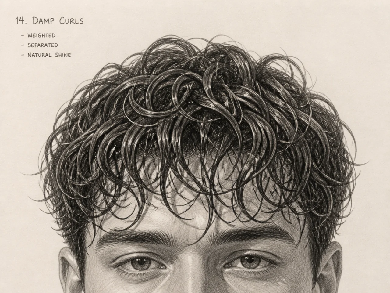 Damp male curls