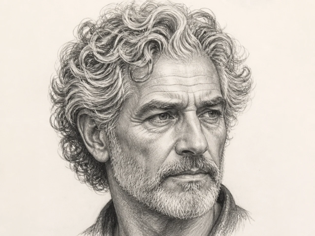 An older character with grey curly hair