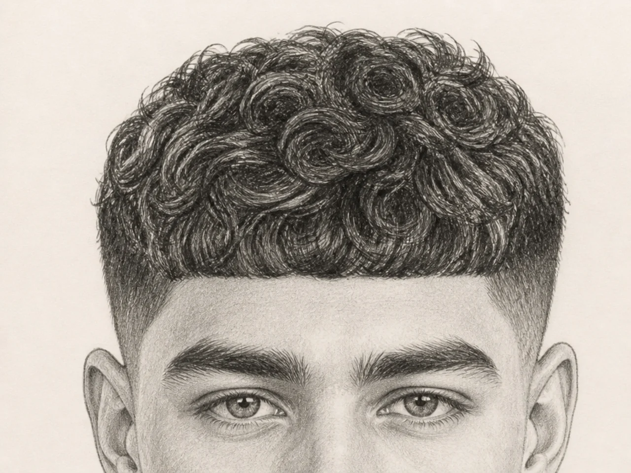 A curly crop with a defined fringe line