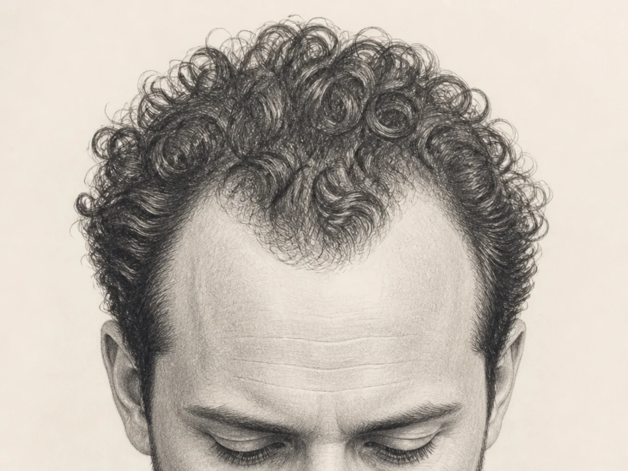 Curly hair with a receding hairline