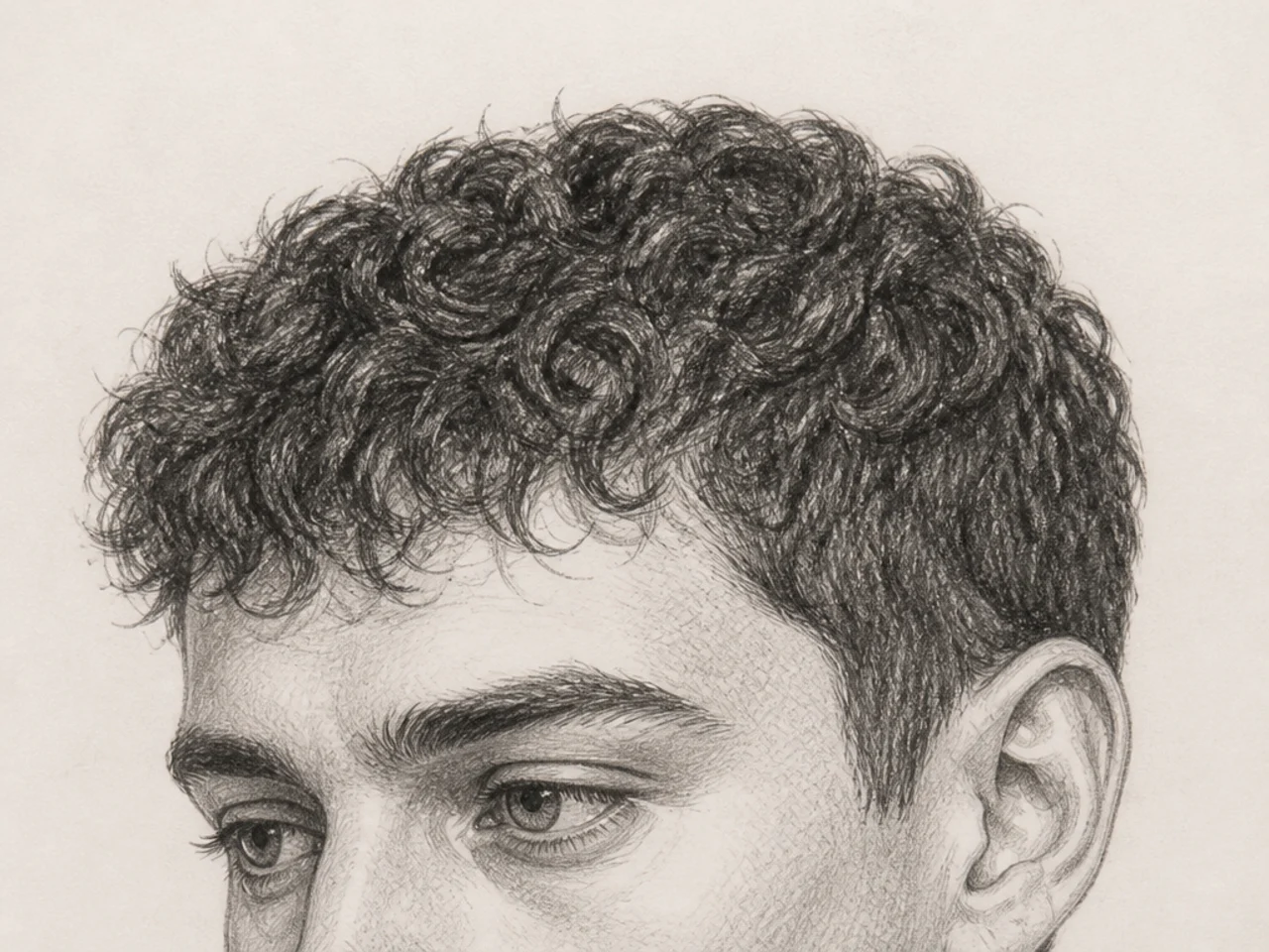 Short curl rendered as texture with a broken edge