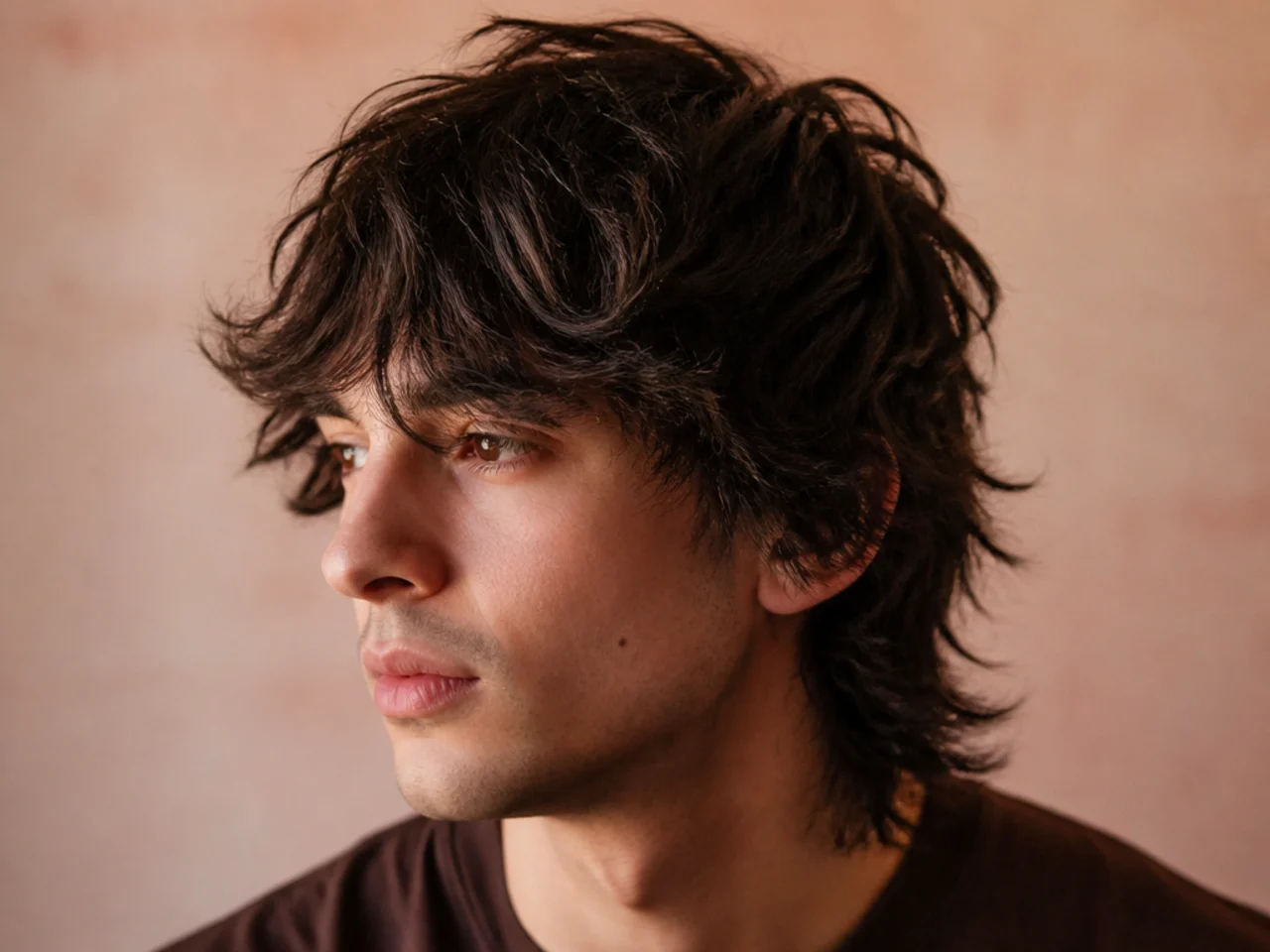 A shaggy male wolf cut with heavily textured ends