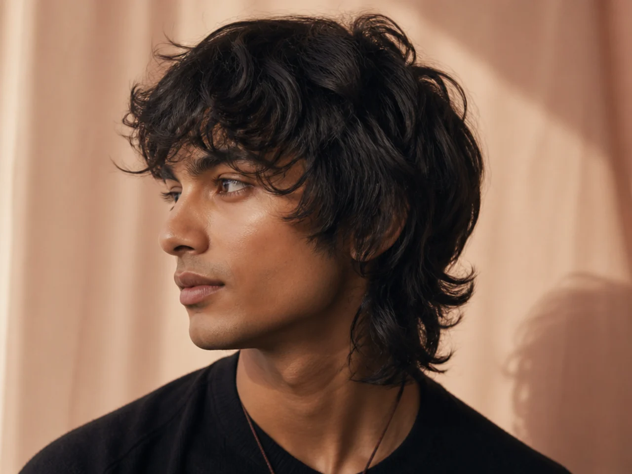 An air dried male wolf cut