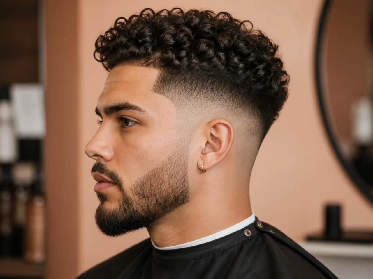 Medium Fade with Curly Hair