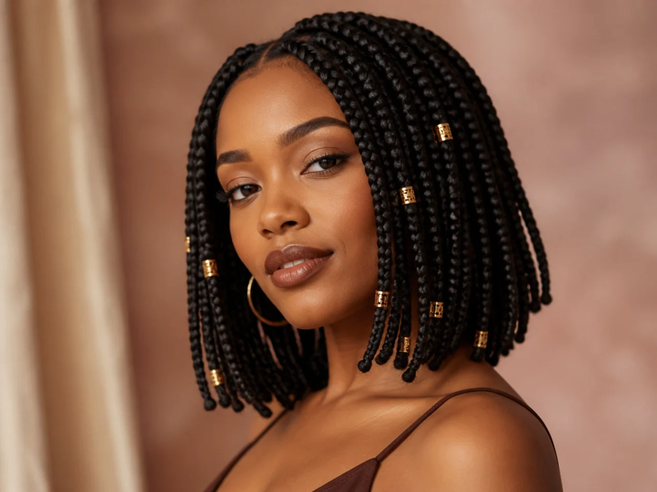 Medium braid bob with gold cuffs