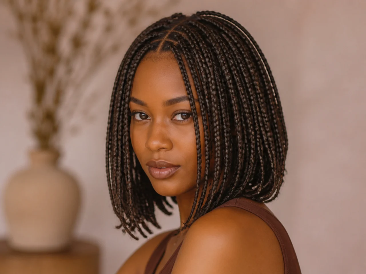 Medium braid bob on fine natural hair
