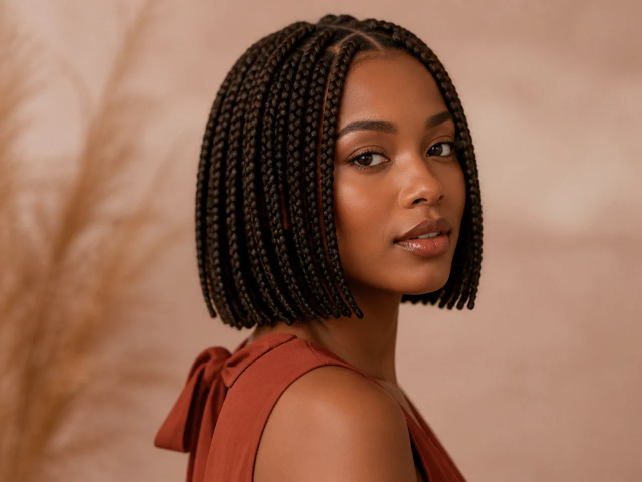 Blunt chin-length medium braid bob
