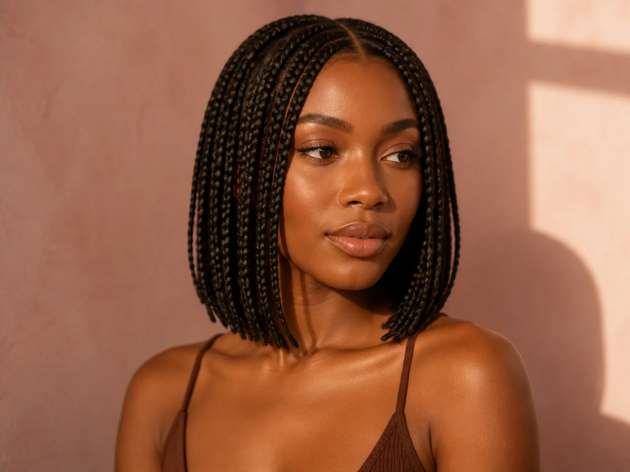Centre-parted medium braid bob