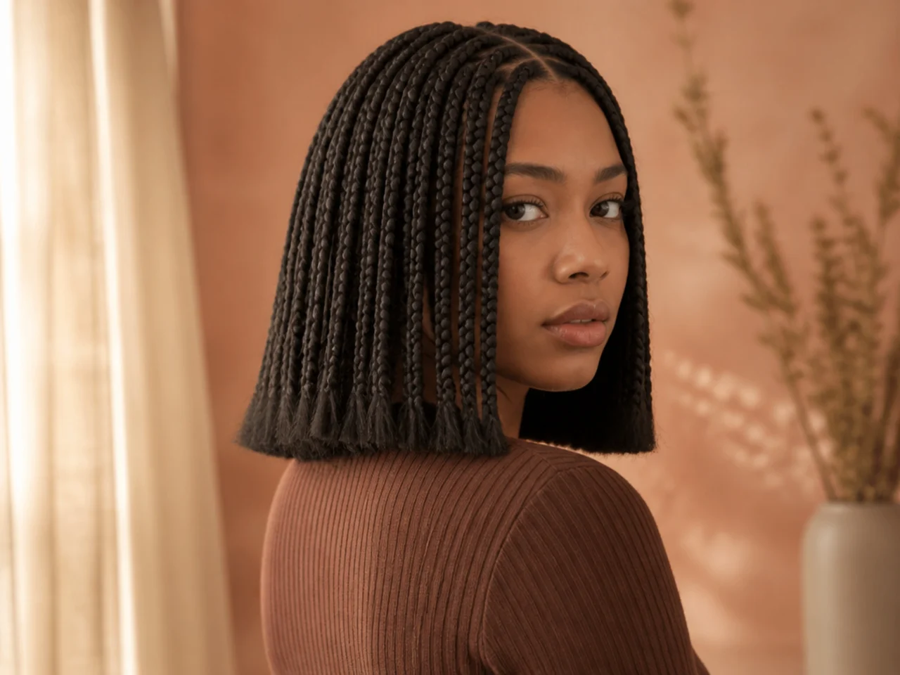 A graduated bob flattened by a straight trim