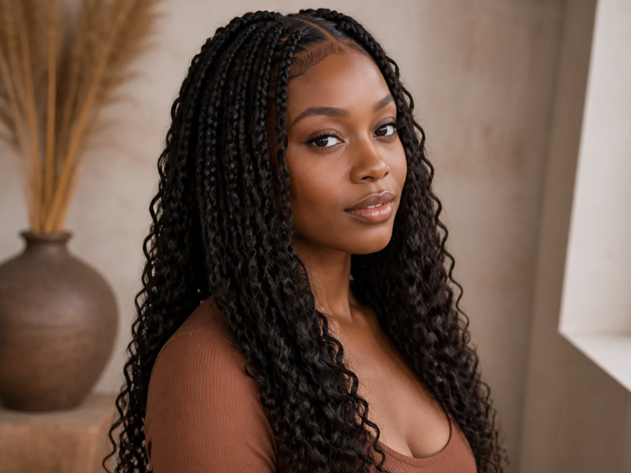 Water wave medium knotless braids