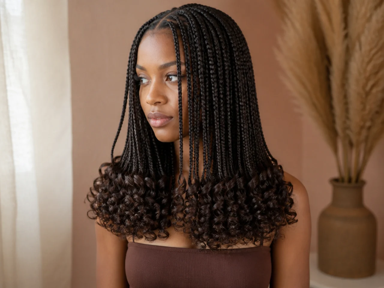 A hard horizontal line where all braids release at once