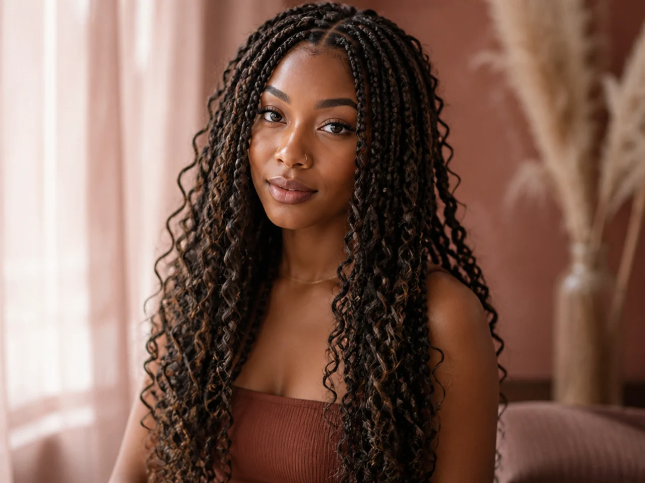 Medium braids with a staggered curl release