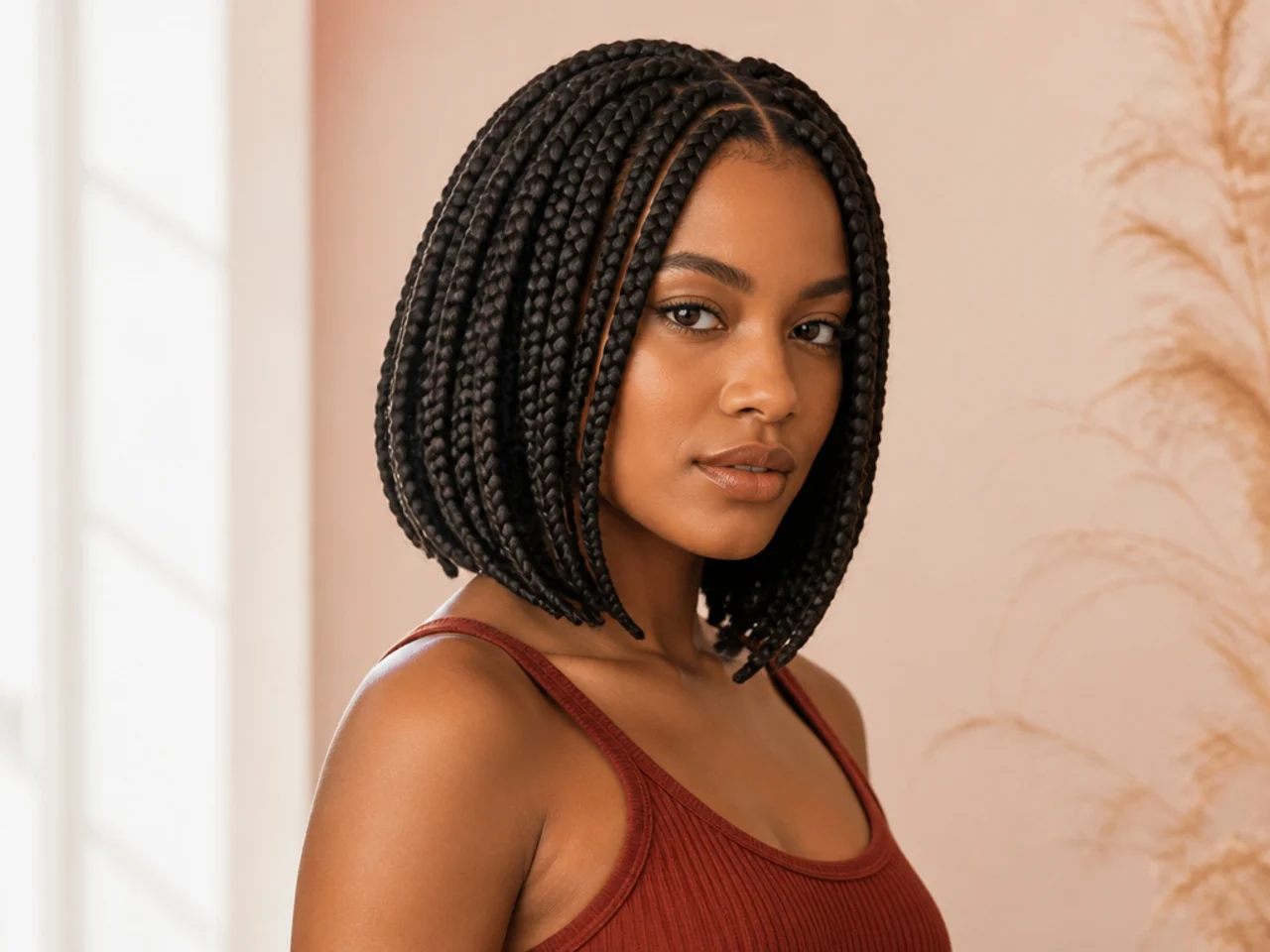 A graduated medium braid bob