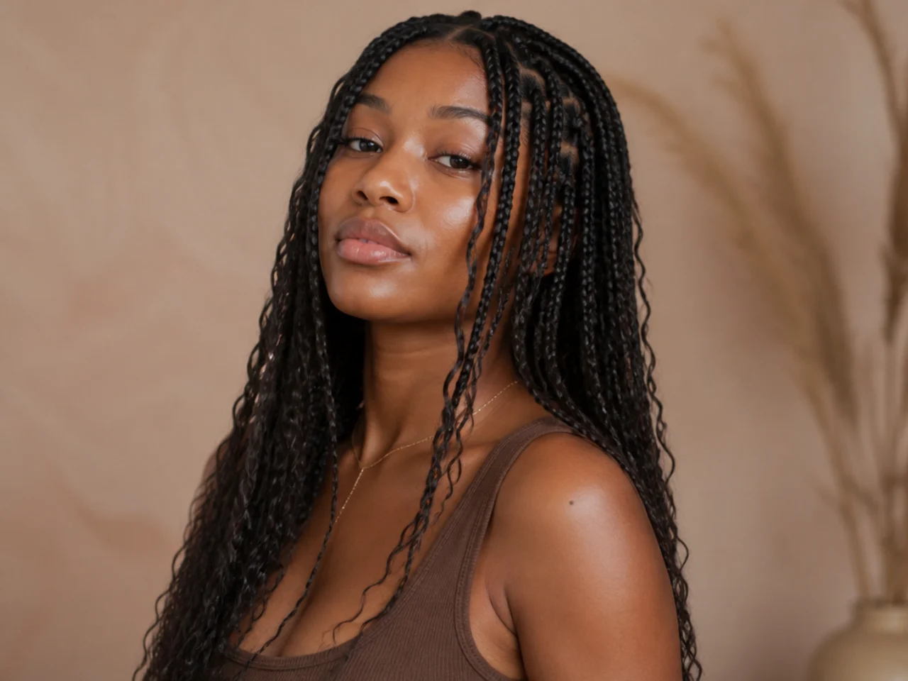 Boho medium braids at quarter density
