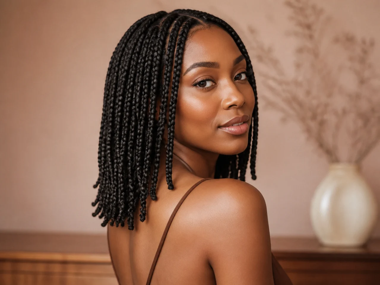 Shoulder-length medium knotless braids