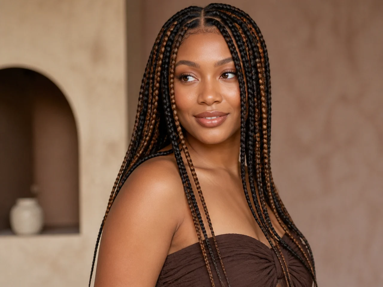 Medium braids with a one-in-two colour ratio