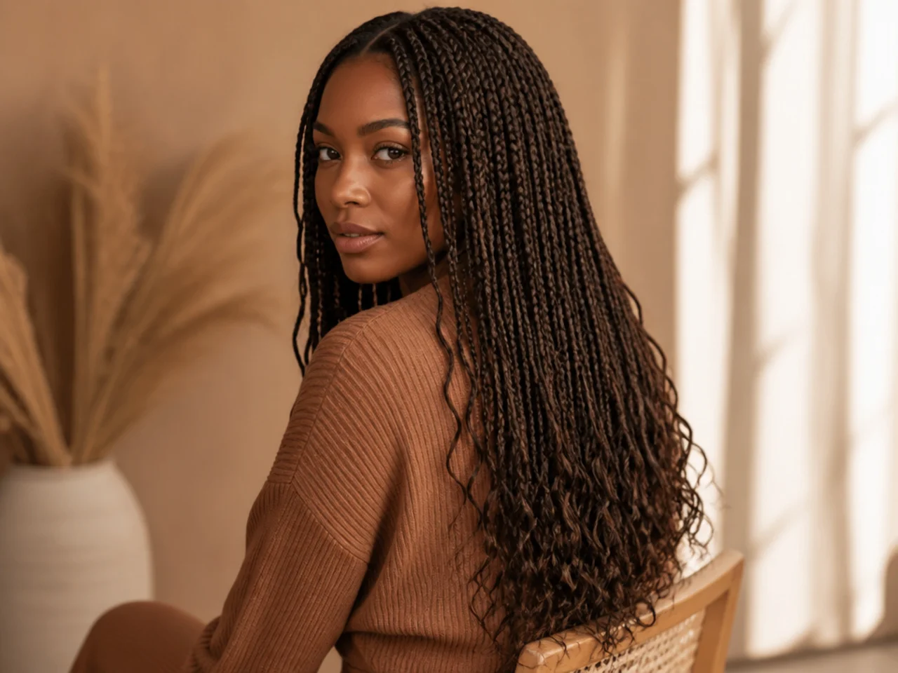 Boho medium knotless braids