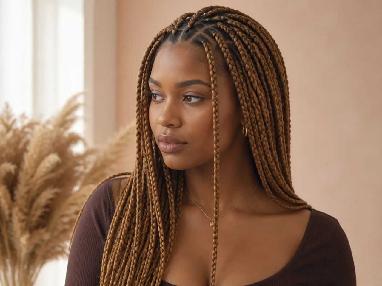 Honey blonde medium knotless braids