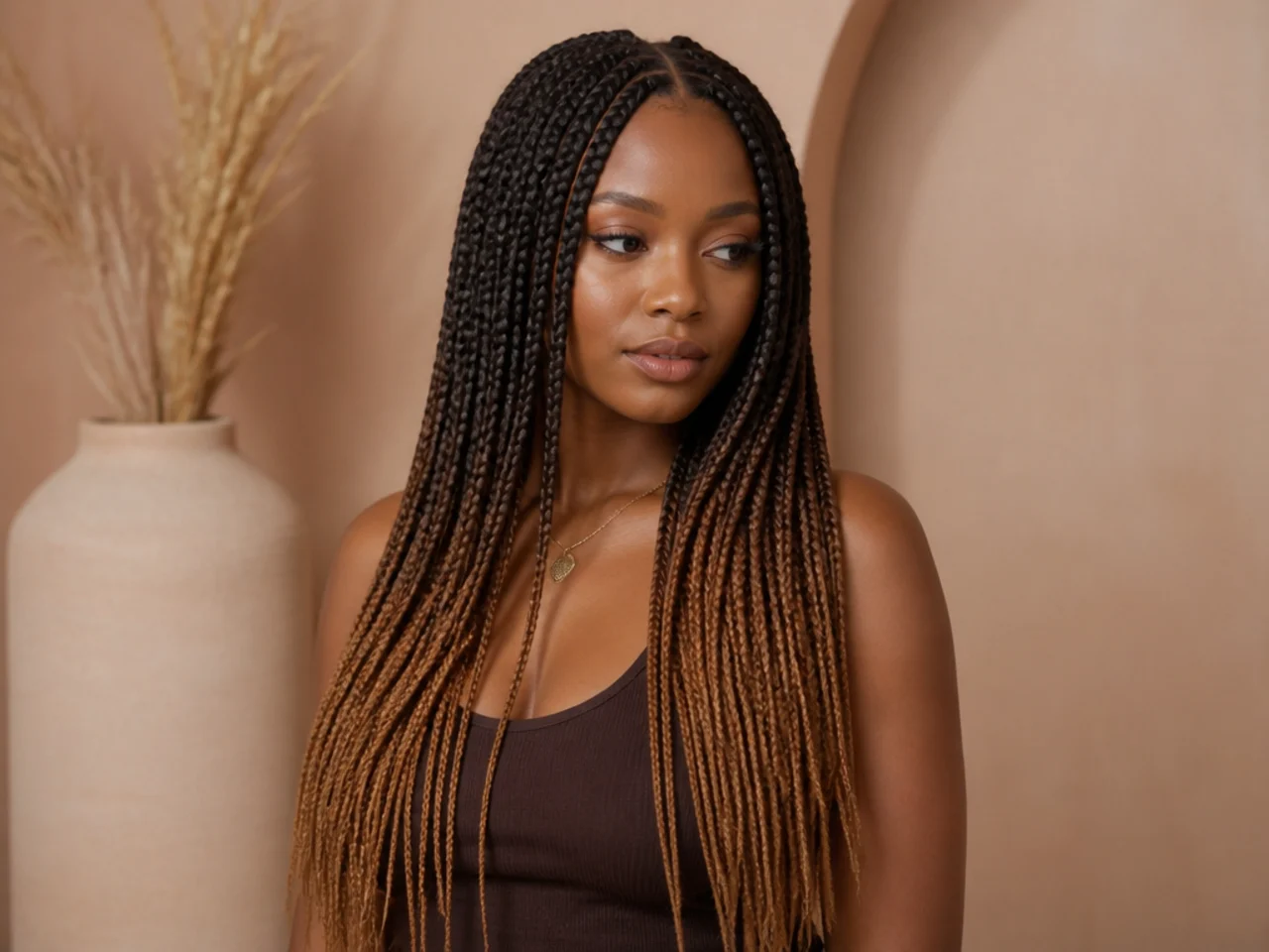 Ombré medium knotless braids