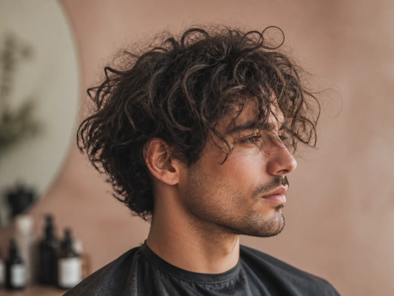 Side-by-side portrait of the same curly hair air-dried versus diffused showing the diffused version reading more defined