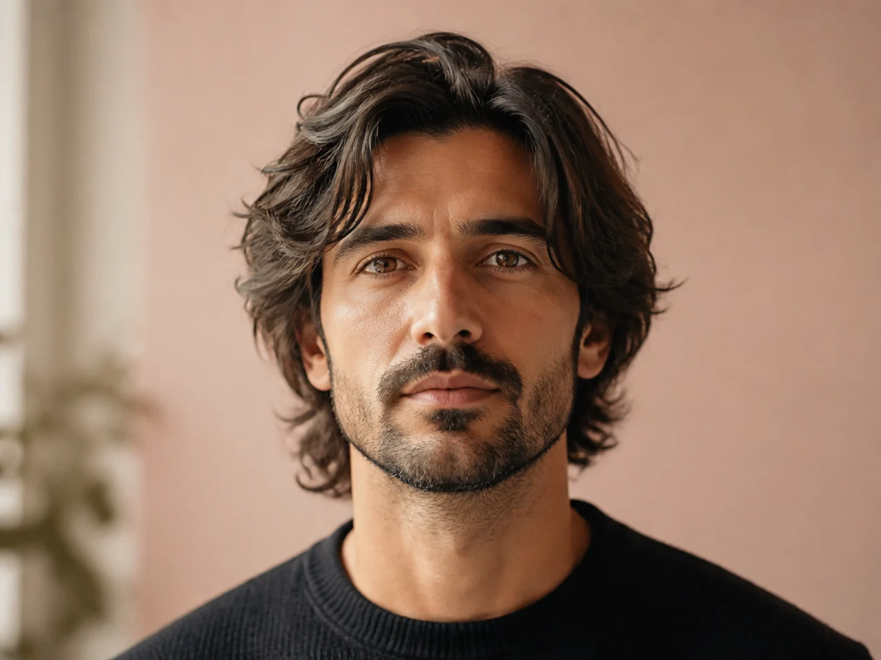Medium length haircut examples for oblong or long face shape men