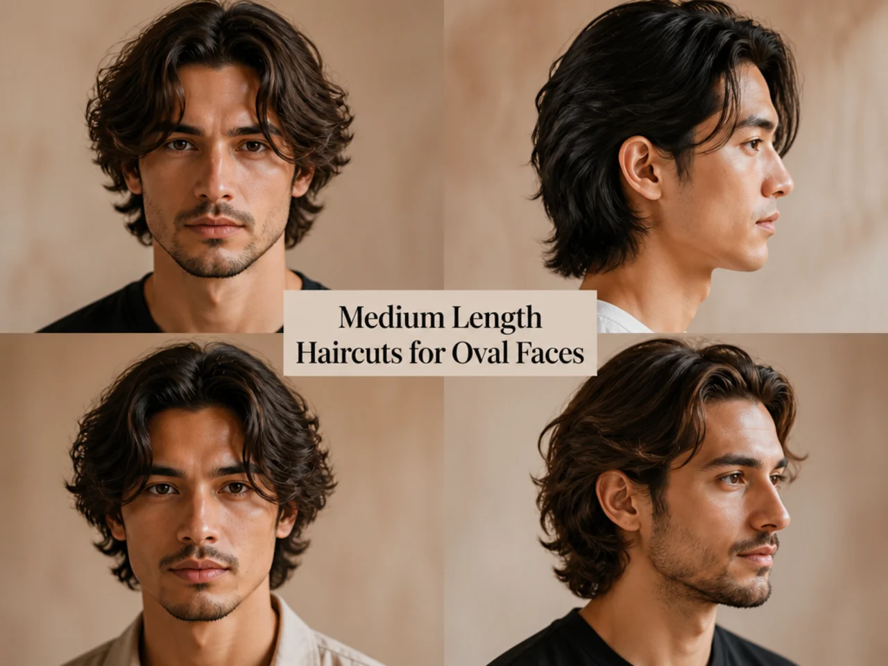 Medium length haircut examples for oval face shape men