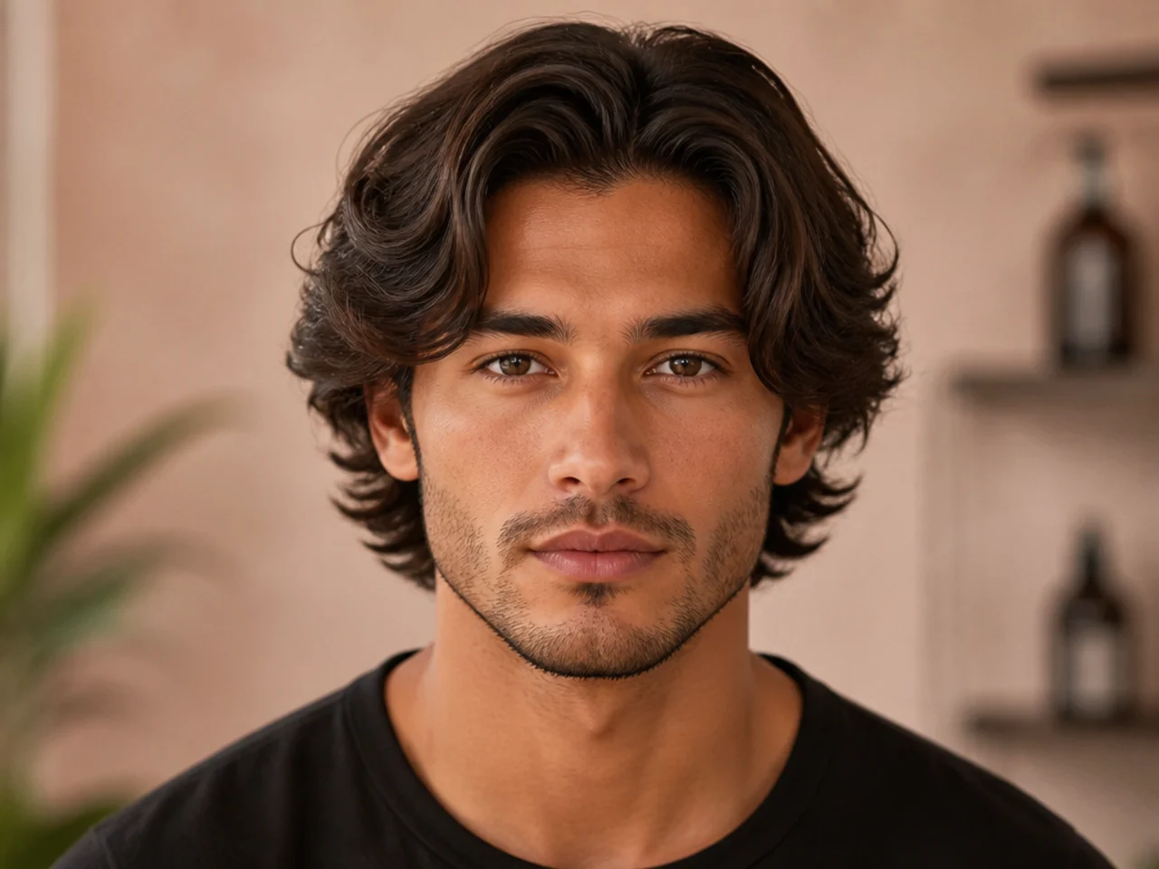 Medium length haircut examples for round face shape men