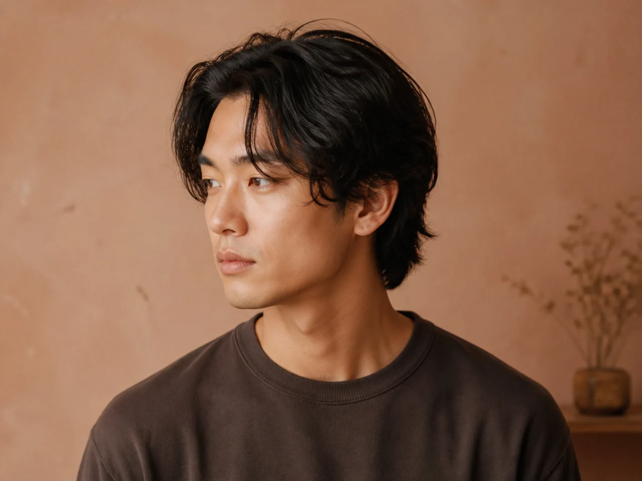 Medium length haircut for men shown at 4 inches on top with scissor-blended sides