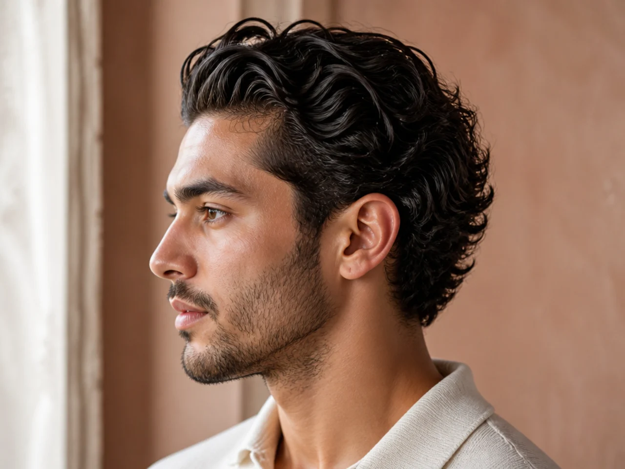 Slick back or side part on curly hair