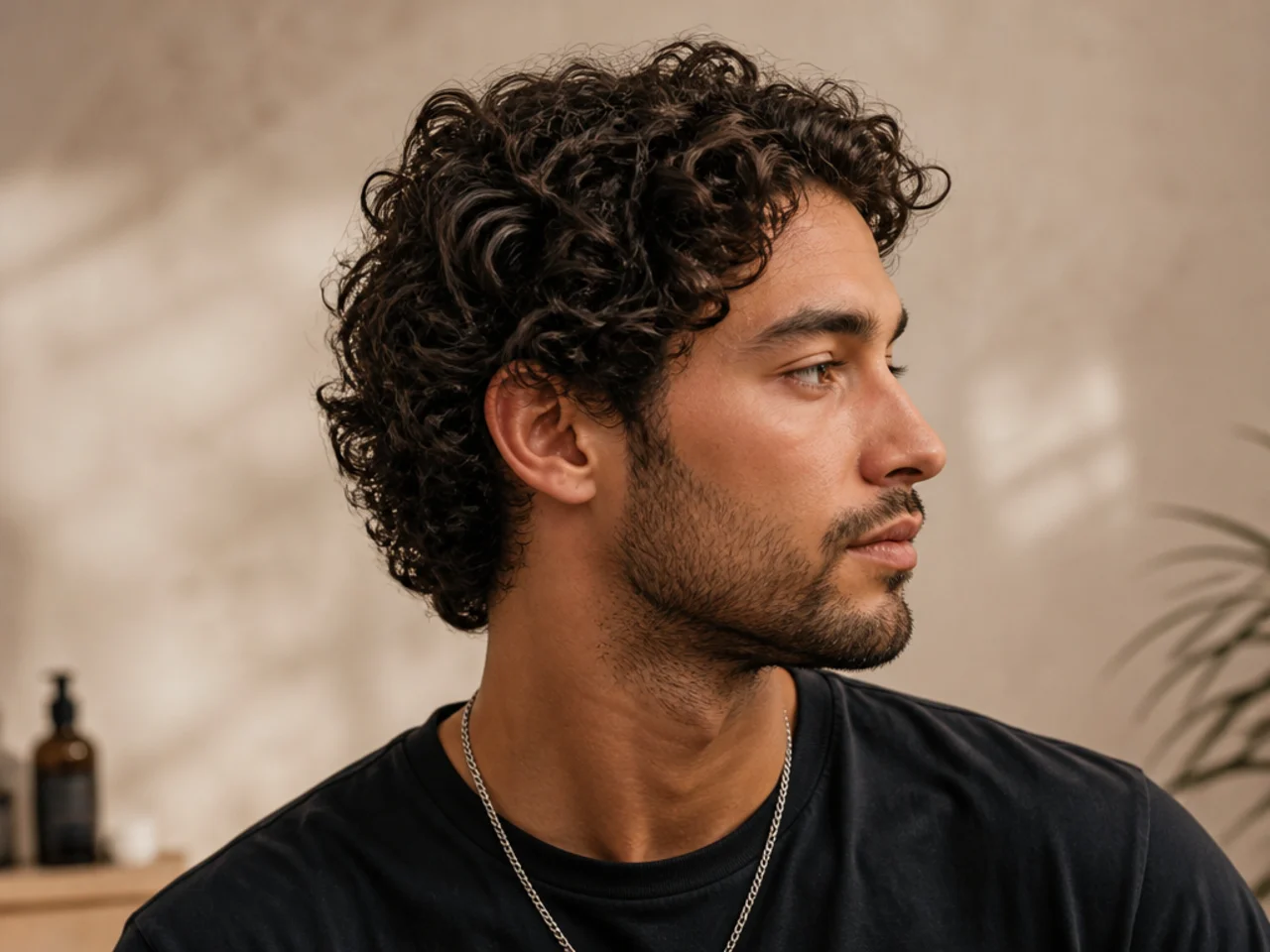 Styling and maintenance for medium length curly hair men