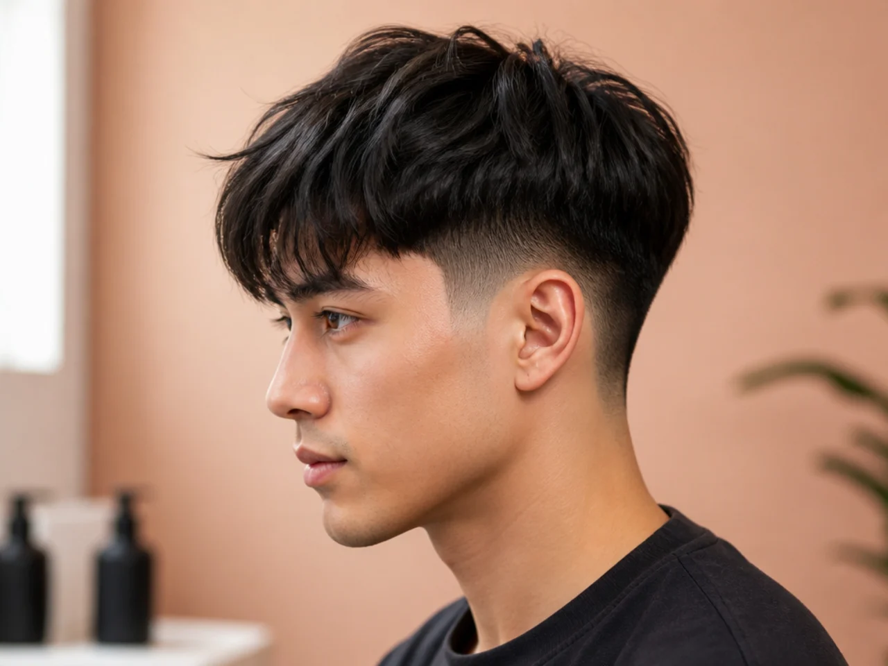 Mid fade with two block haircut and disconnected top
