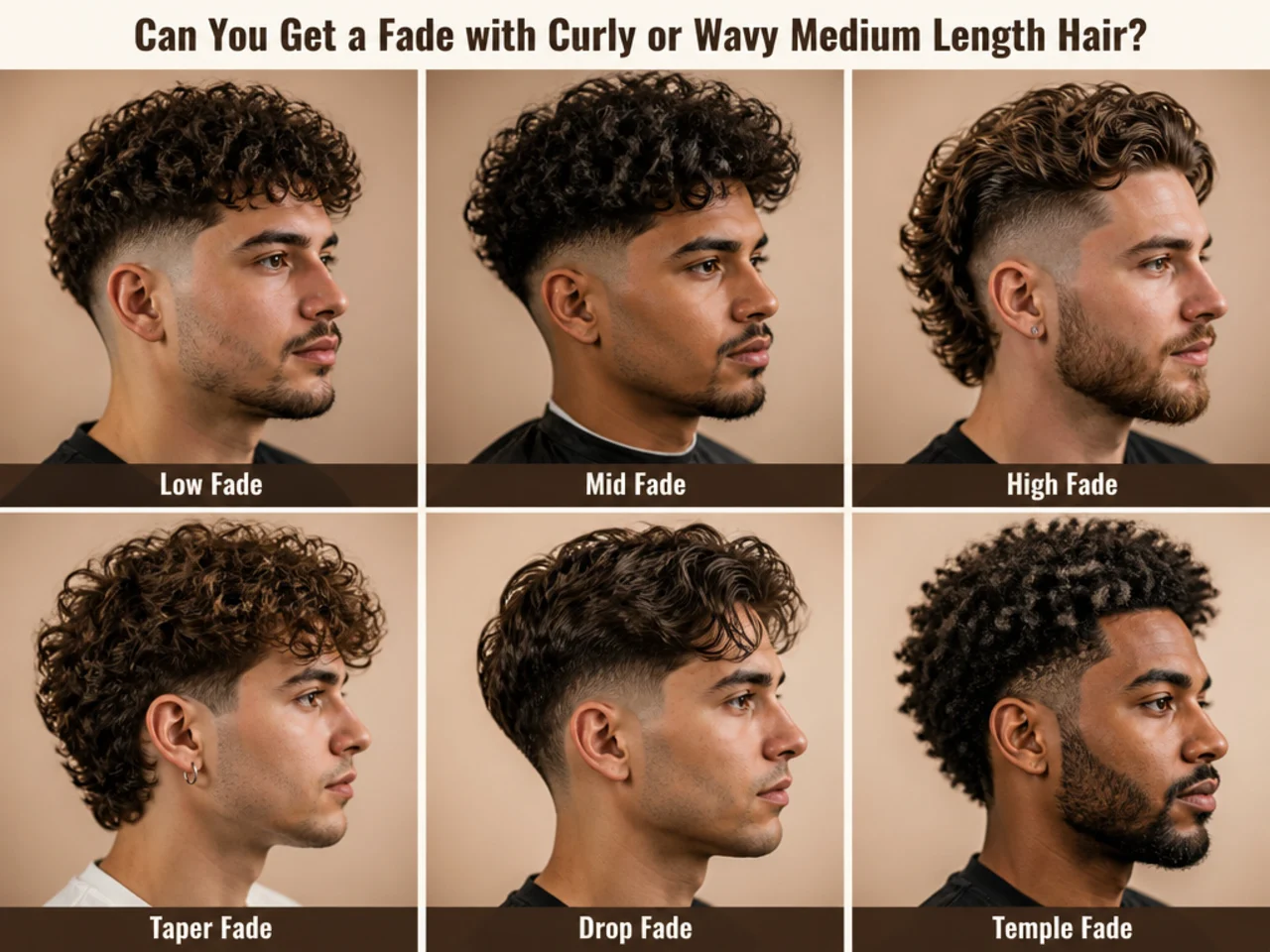 Fade options for curly and wavy medium length hair