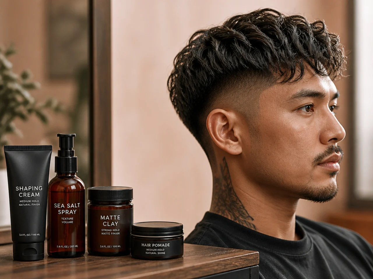Products for a medium length haircut with a fade