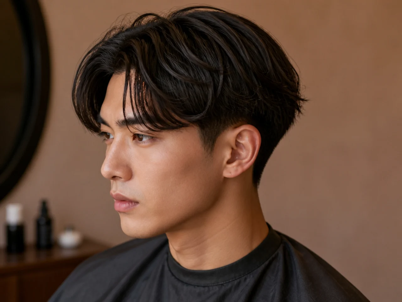 Two block haircut on straight medium length hair