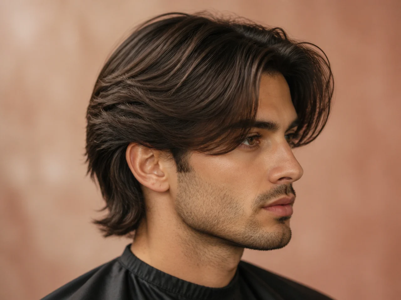 90s curtain sweep on straight medium length hair
