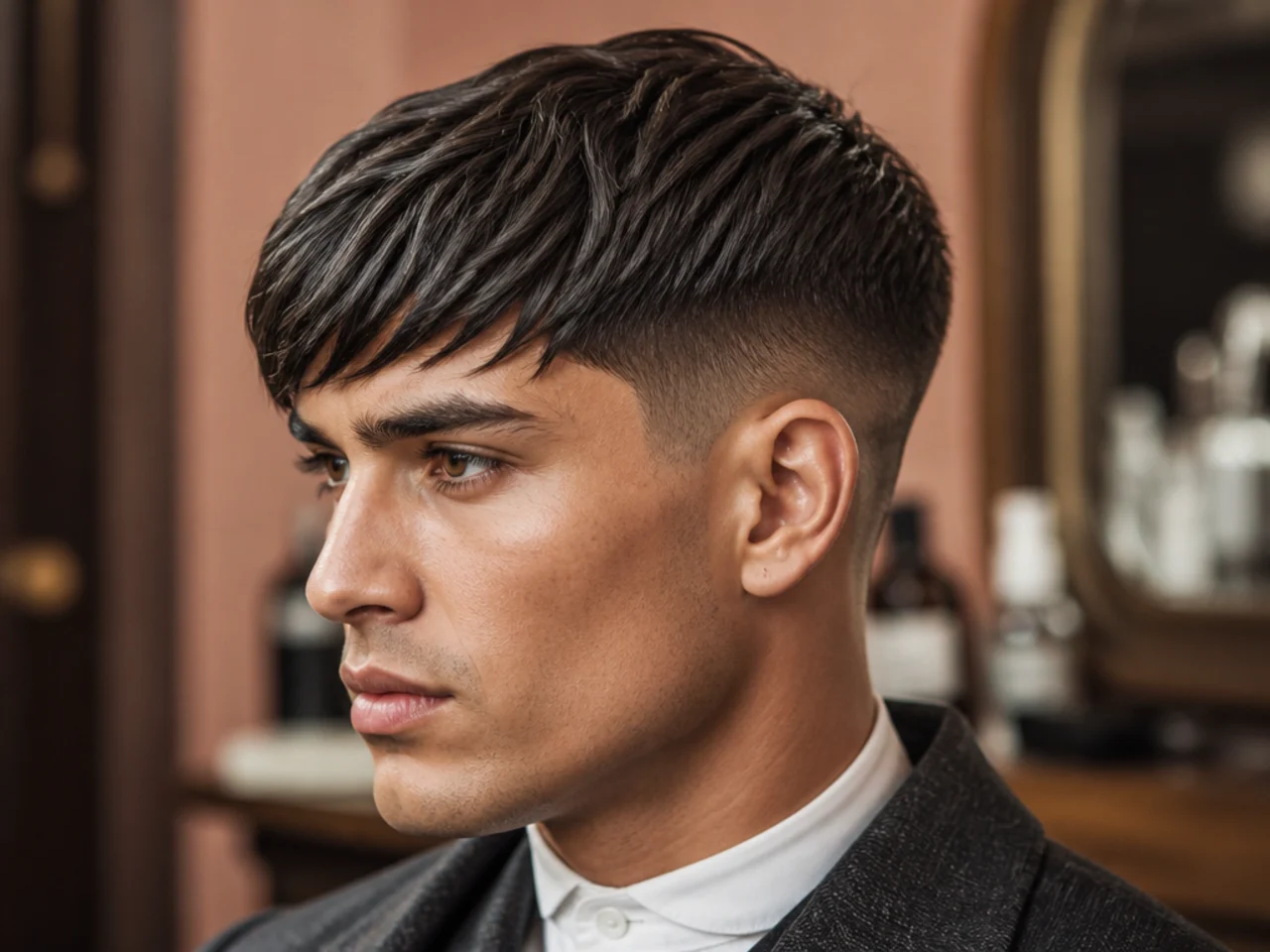 Peaky Blinders cut on medium length straight hair