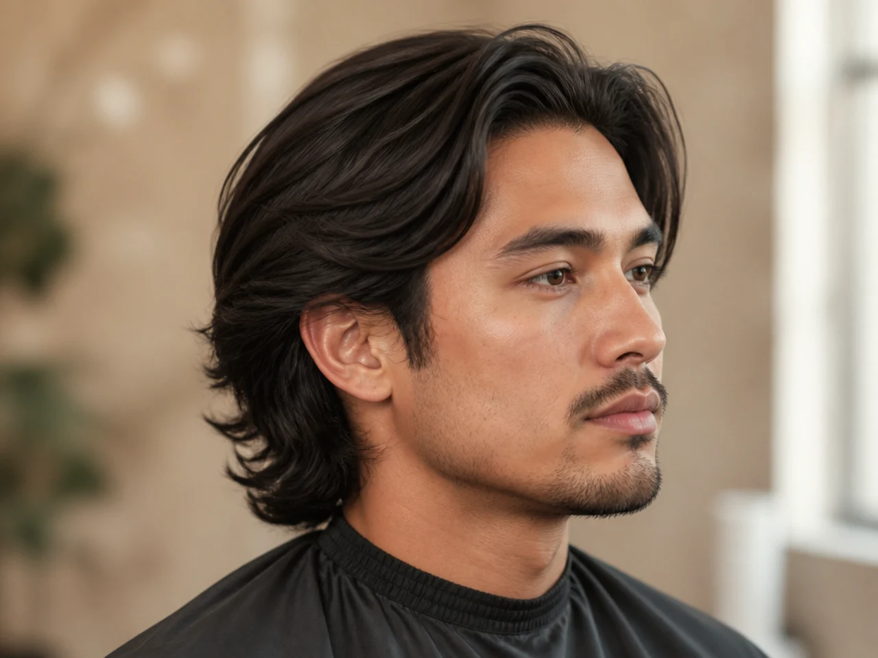 Sleek bro flow on medium length straight hair