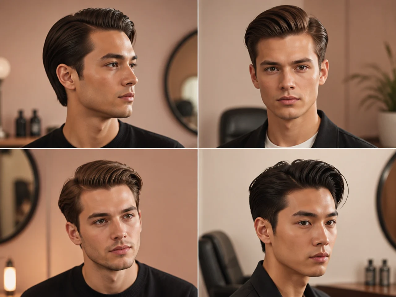 Executive comb over with hard side part on straight hair