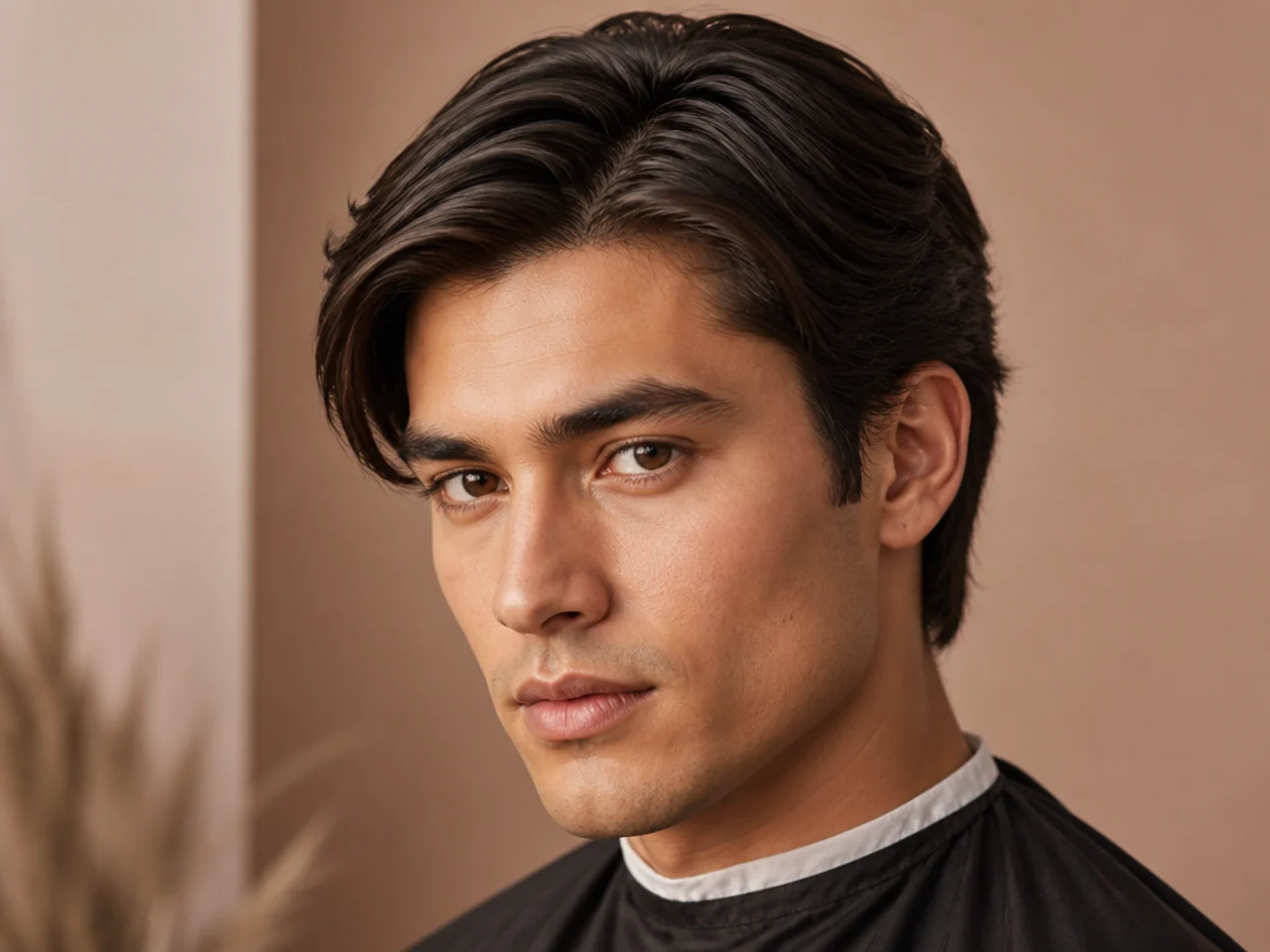 Timeless side part haircut on straight medium hair