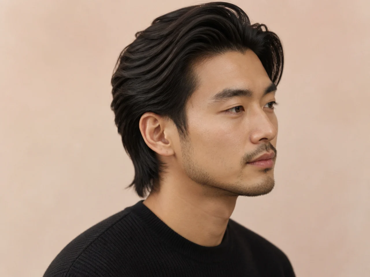 Modern brush back with soft volume on straight hair