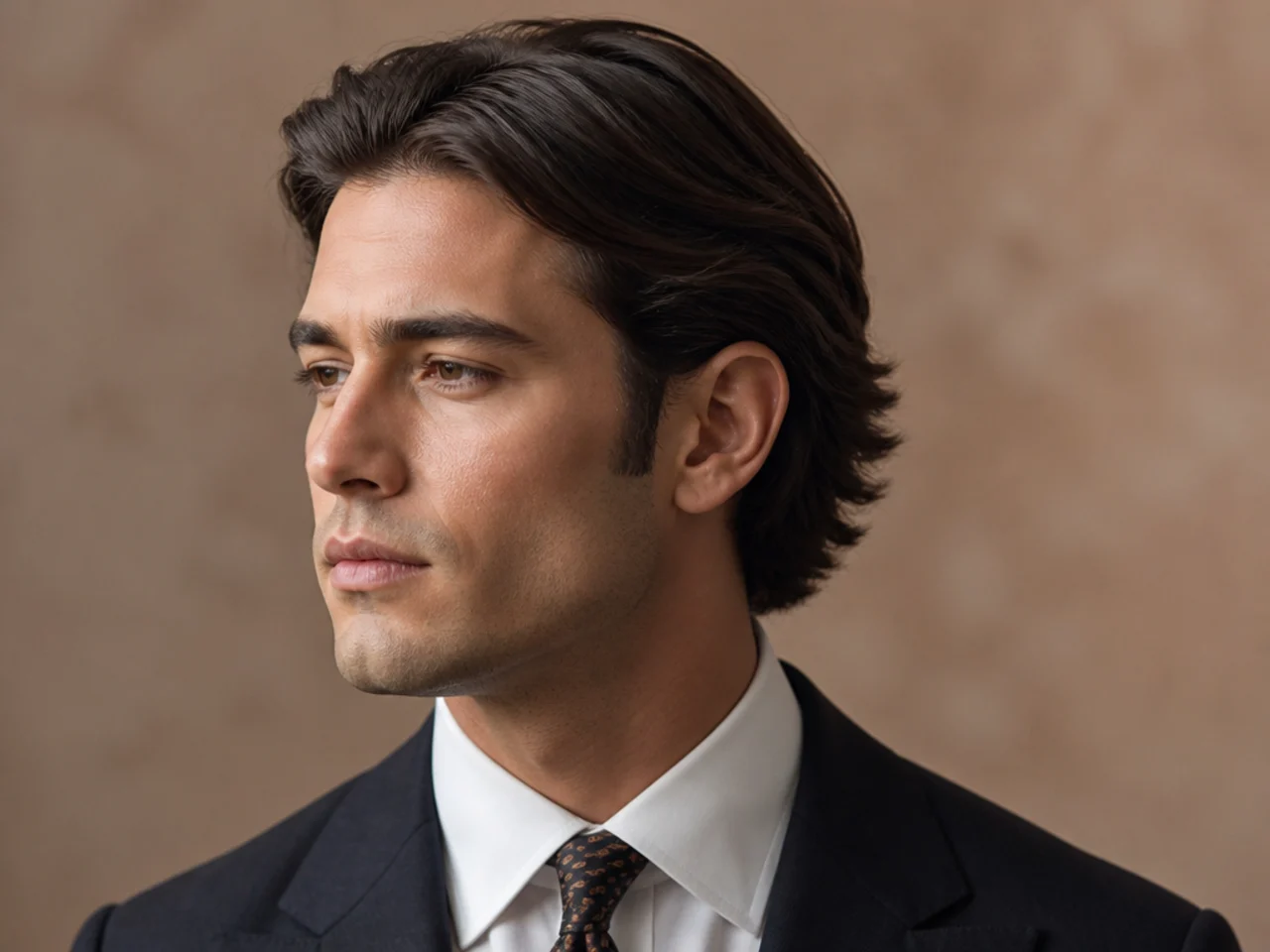 Old money executive haircut on straight medium hair