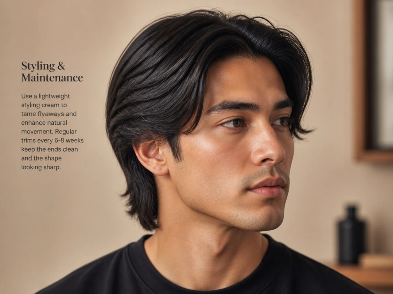 Styling and maintenance for medium length straight hair men