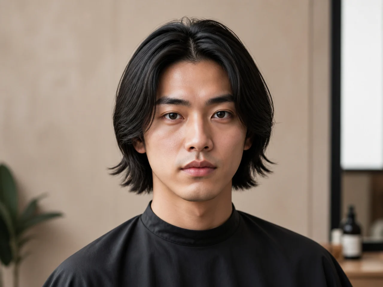 What is a medium length straight hair cut for men