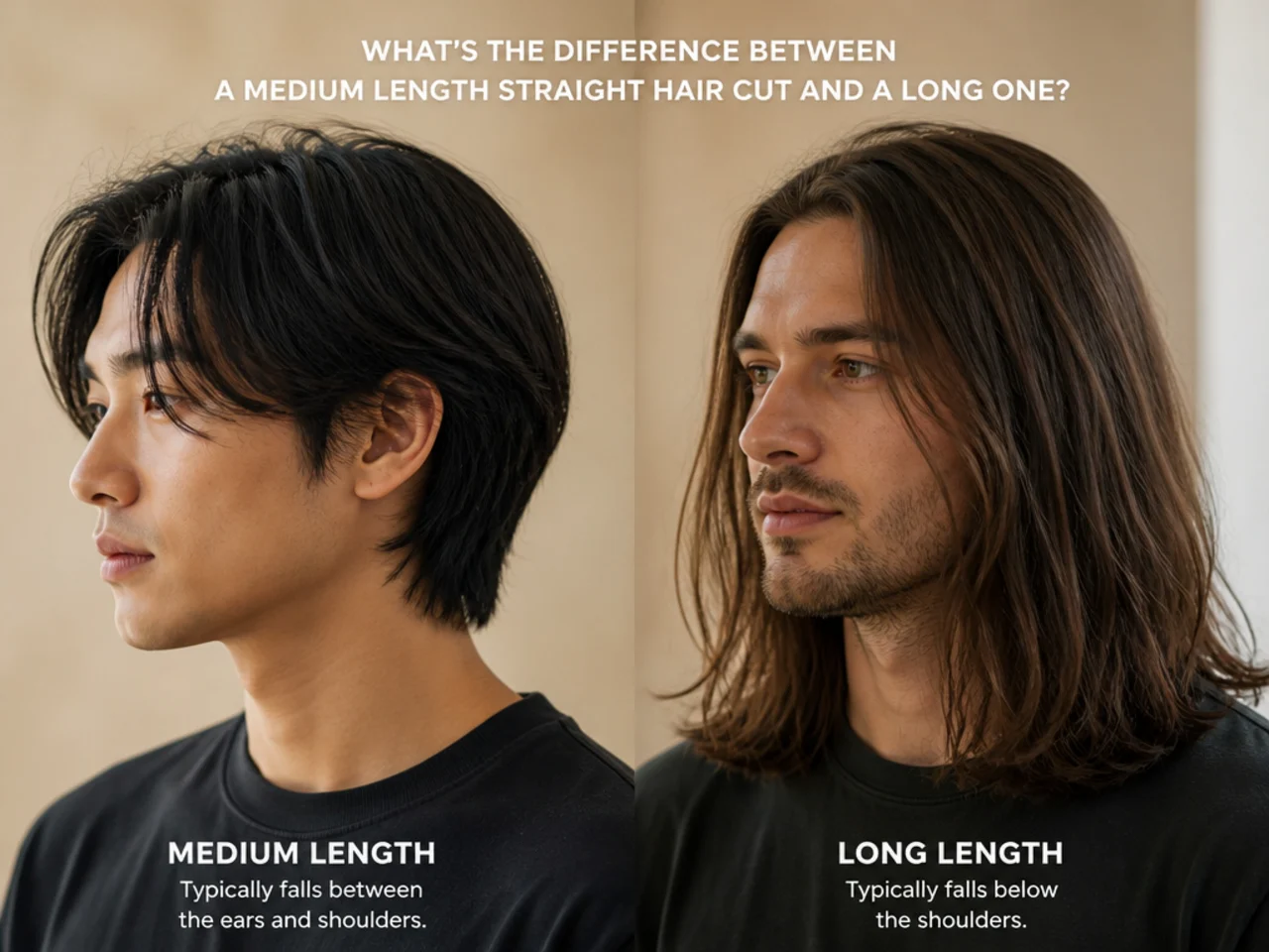 Difference between medium and long men's cuts on straight hair