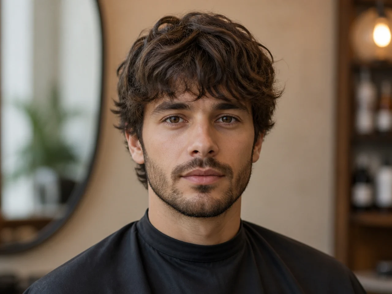 Textured medium fringe on wavy hair