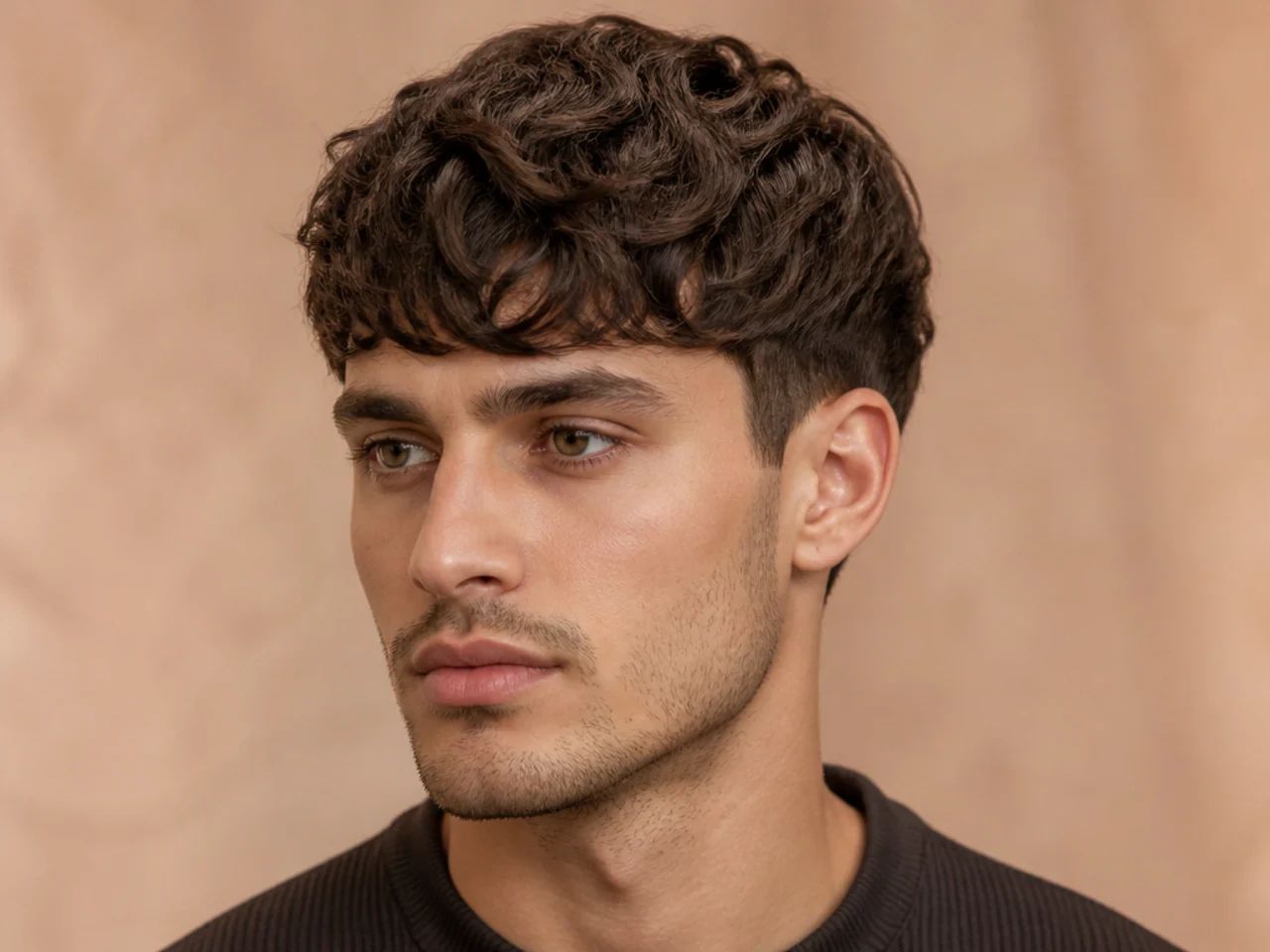 Long French crop on medium wavy hair