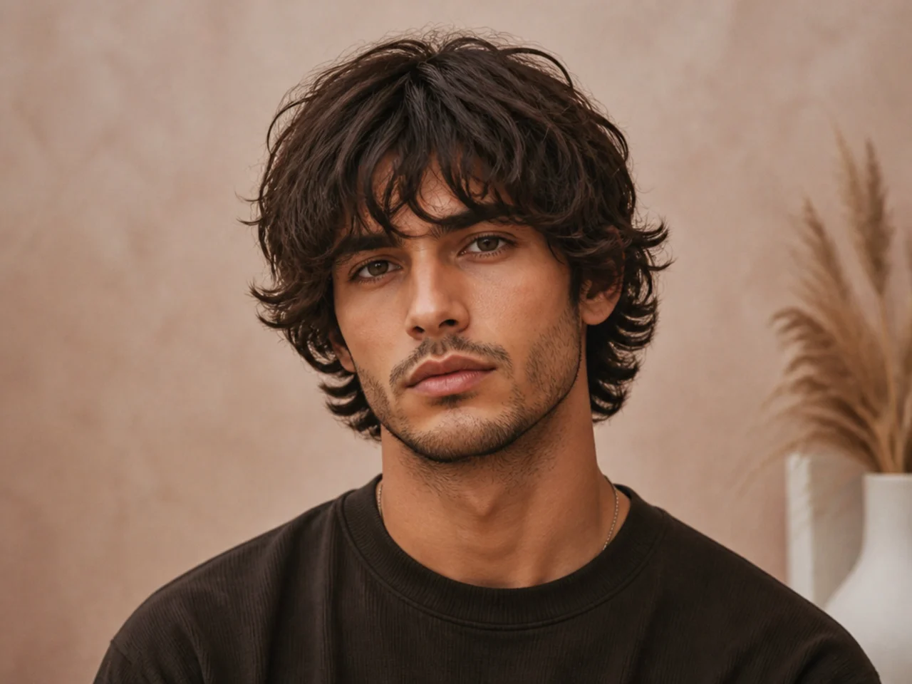 Modern shag with wavy layers and curtain fringe